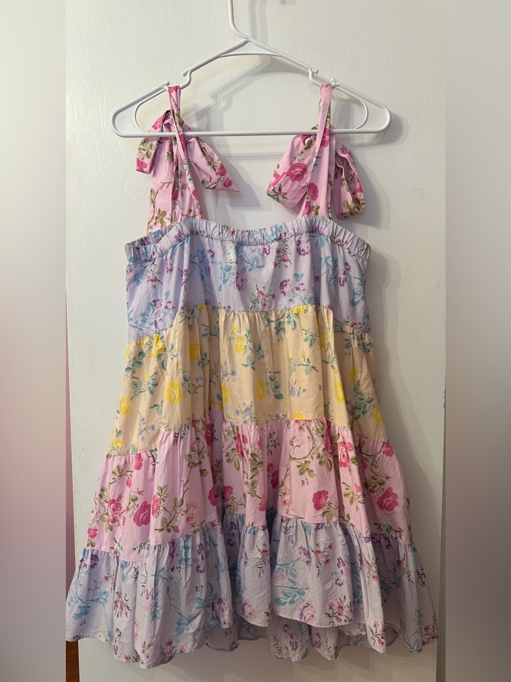 LoveShackFancy M like new bow tie floral mini dress cotton - Picture 2 of 2